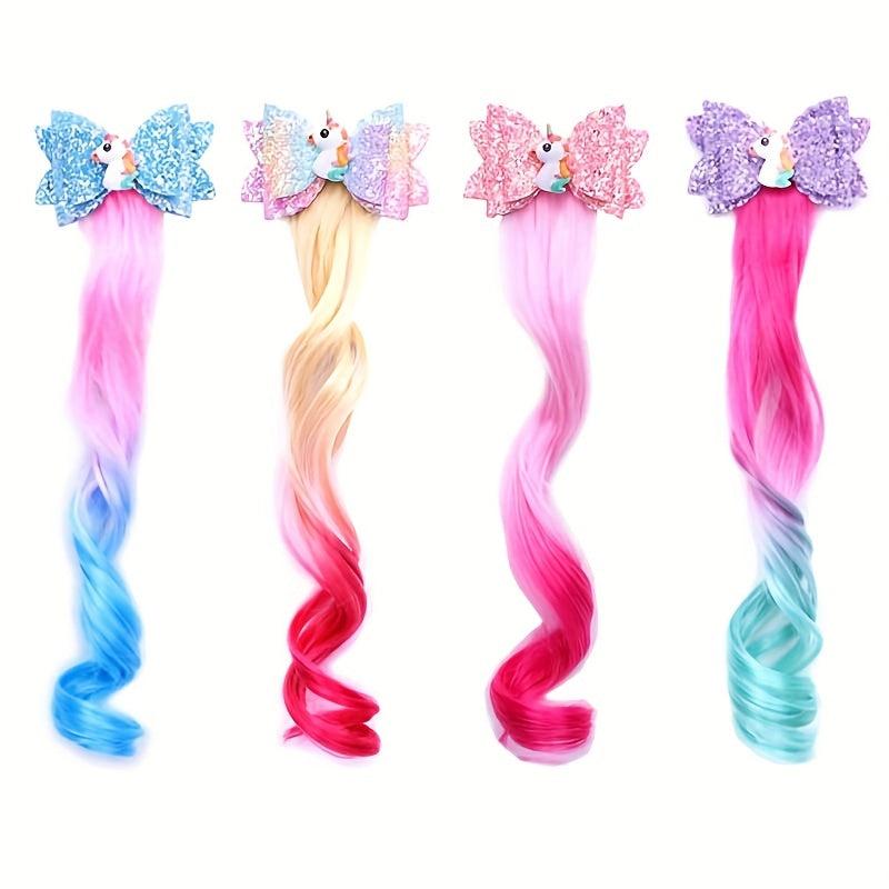 Kids Gradient Wig Bow Top Hair Clip Baby Wings Princess Glitter Hair Accessories