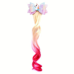 Kids Gradient Wig Bow Top Hair Clip Baby Wings Princess Glitter Hair Accessories