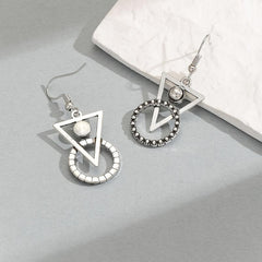 Triangular Round Geometric Earrings For Women Girls