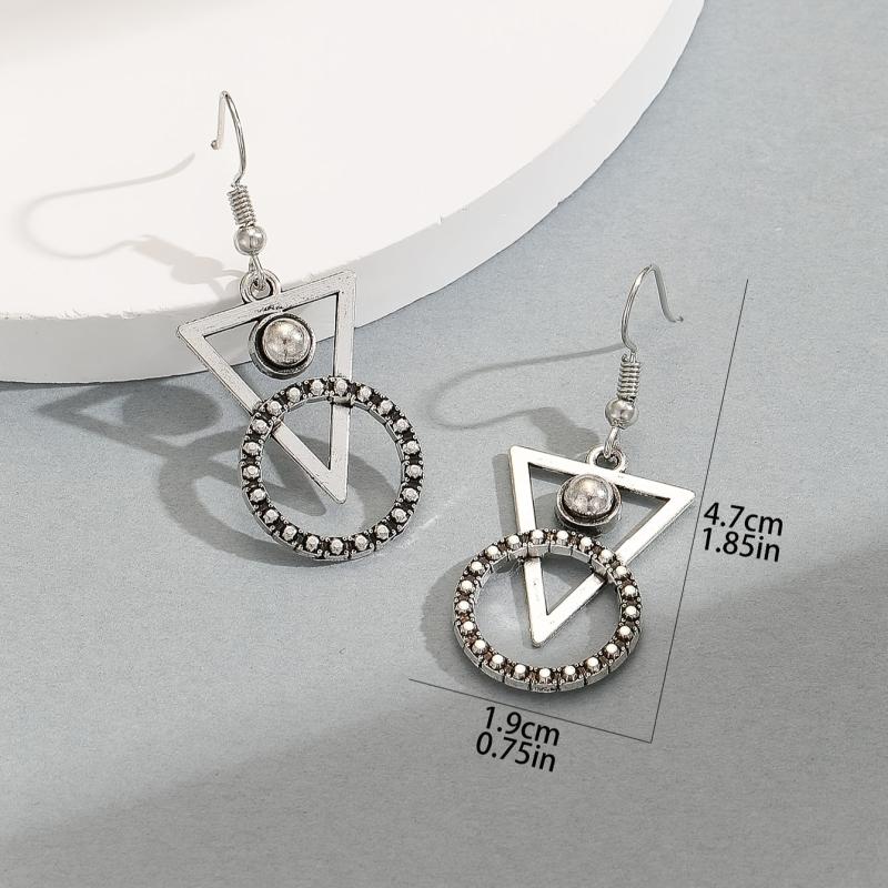 Triangular Round Geometric Earrings For Women Girls