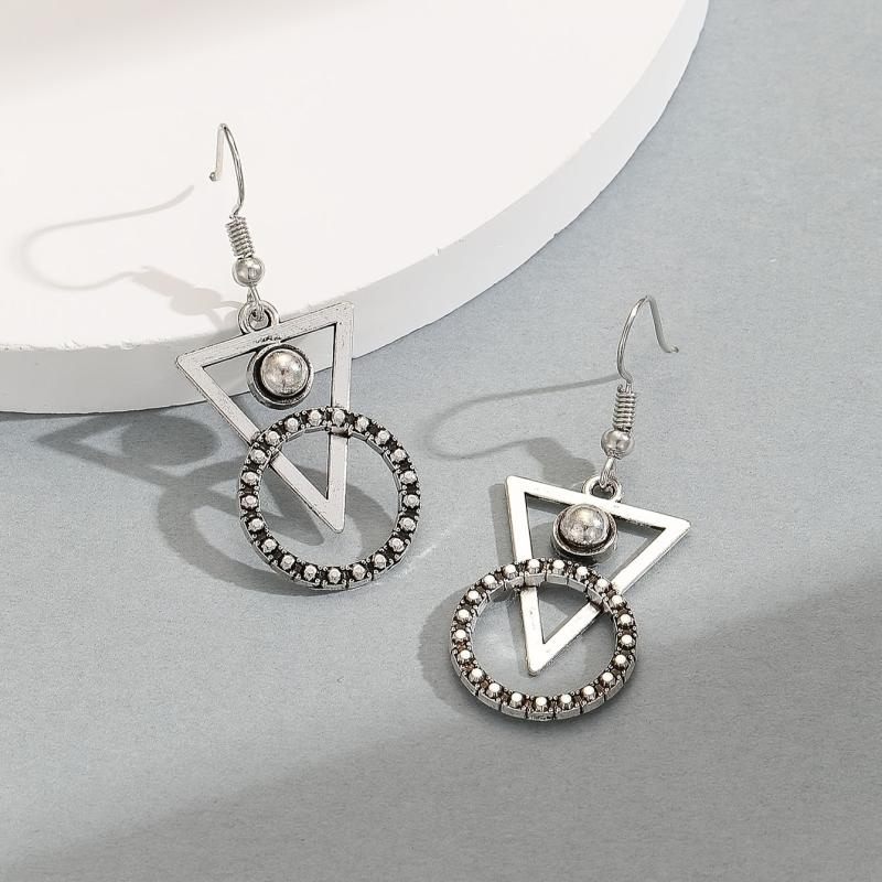 Triangular Round Geometric Earrings For Women Girls