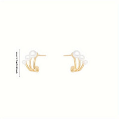 Claw Faux Pearl Earrings Sweet Party Jewelry