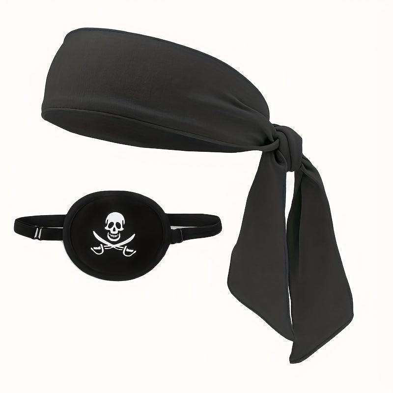 Halloween Pirate Party Favor Set: Headband Bandana & Eye Patch