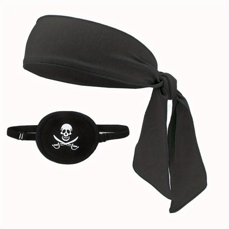 Halloween Pirate Party Favor Set: Headband Bandana & Eye Patch