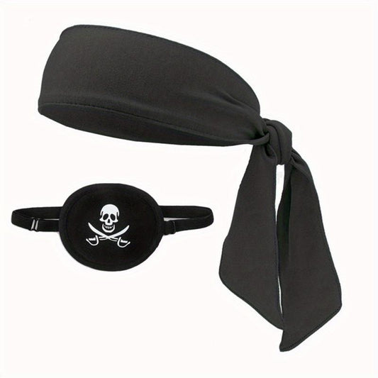 Halloween Pirate Party Favor Set: Headband Bandana & Eye Patch