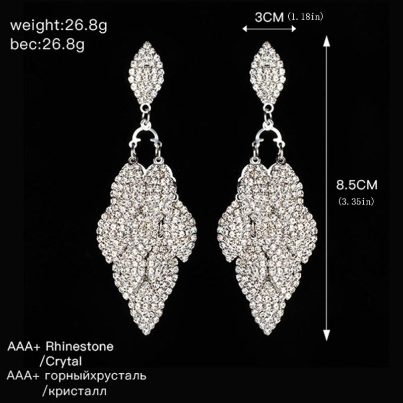 Leaf Rhinestone Hip Hop Earrings Women Party Jewelry