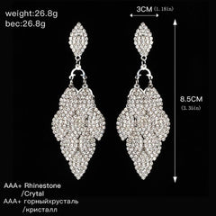 Leaf Rhinestone Hip Hop Earrings Women Party Jewelry