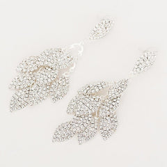 Leaf Rhinestone Hip Hop Earrings Women Party Jewelry