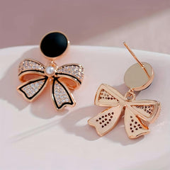 Artificial Diamond Bow Earrings Girls Birthday Gift