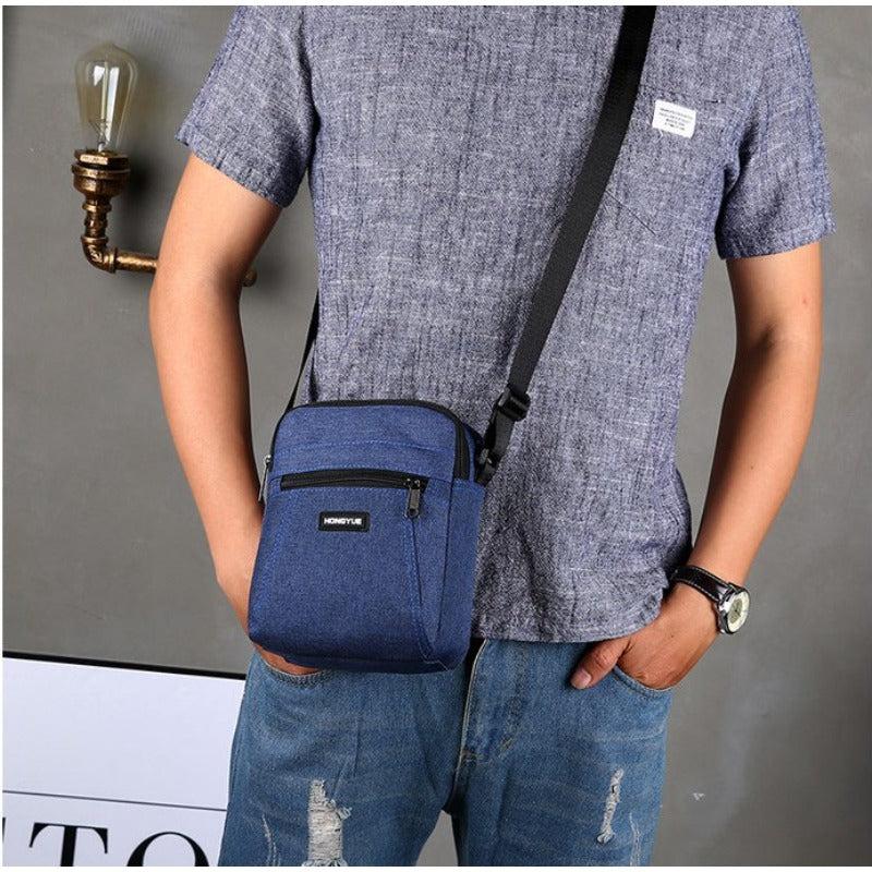 Men Casual Messenger Bag Business Travel Bag Zipper Patchwork Large Capacity