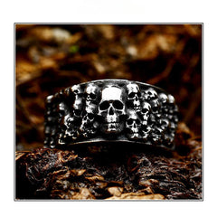 Gothic Style Skull Ghost Head Ring Men's Punk Hip Hop Style
