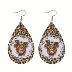Leopard & Bull Head Drop Earrings for Women