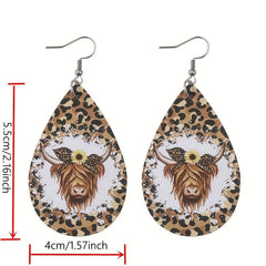 Leopard & Bull Head Drop Earrings for Women