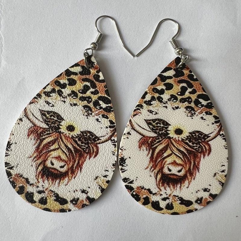 Leopard & Bull Head Drop Earrings for Women
