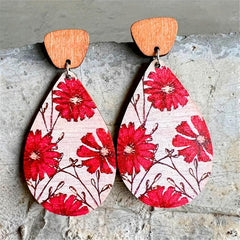 Vintage Wooden Forest Style Geometric Earrings