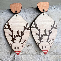 Vintage Wooden Forest Style Geometric Earrings