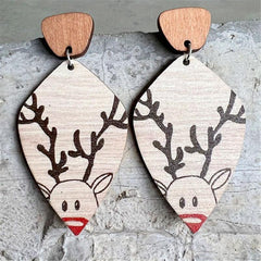 Vintage Wooden Forest Style Geometric Earrings
