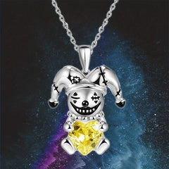 Clown Gem Necklace Heart Pendant Ladies Jewelry Gift