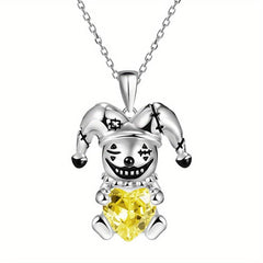Clown Gem Necklace Heart Pendant Ladies Jewelry Gift