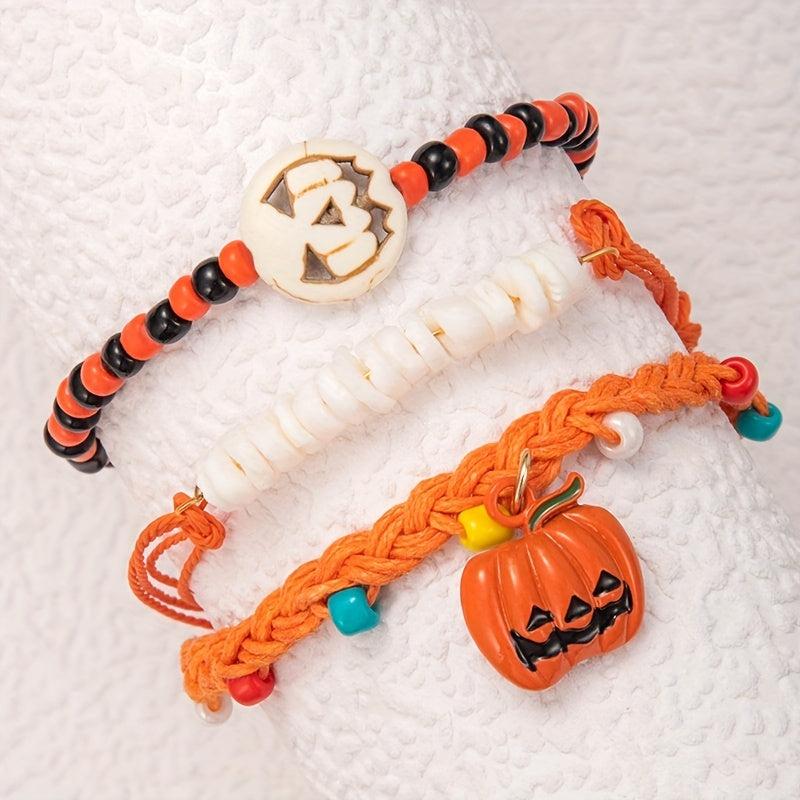 Halloween Pumpkin Pendant Bracelet Set