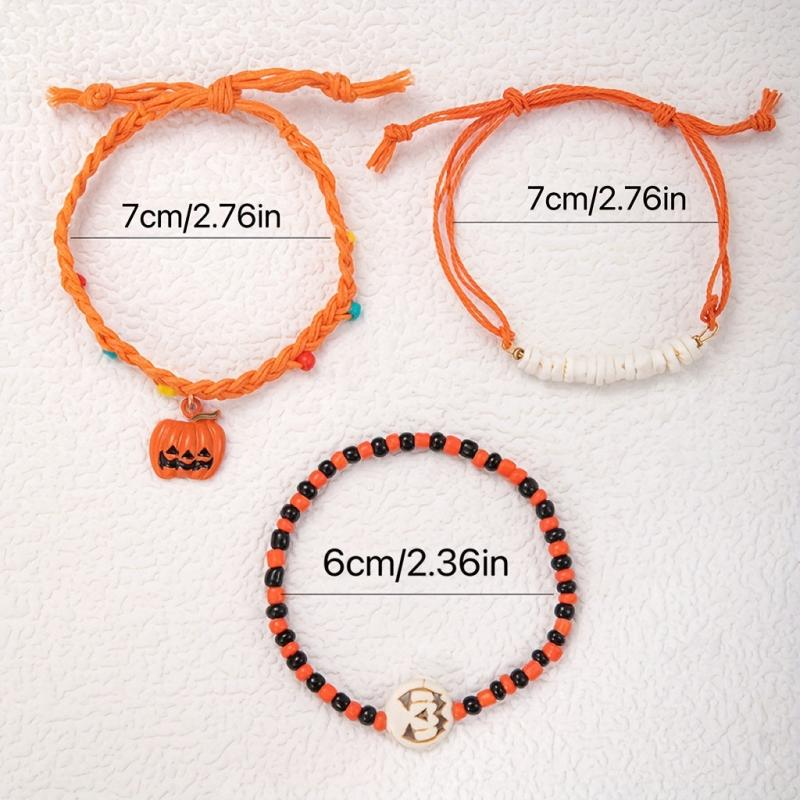 Halloween Pumpkin Pendant Bracelet Set
