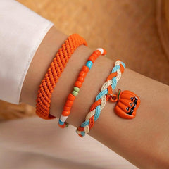 Halloween Pumpkin Pendant Bracelet Set
