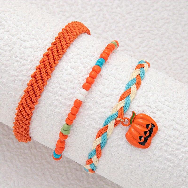 Halloween Pumpkin Pendant Bracelet Set