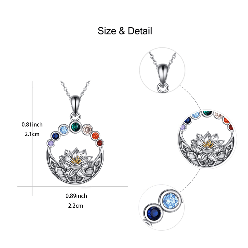 Lotus Flower Round Necklace Gift for Women Girls