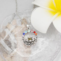 Lotus Flower Round Necklace Gift for Women Girls
