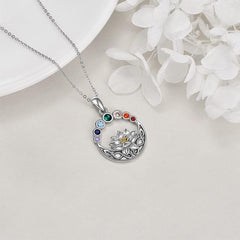 Lotus Flower Round Necklace Gift for Women Girls