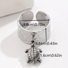 Stainless Steel Turtle Pendant Ring Adjustable Size Halloween Party Jewelry Men