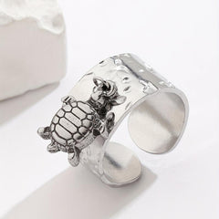 Stainless Steel Turtle Pendant Ring Adjustable Size Halloween Party Jewelry Men