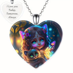 Crystal Pendant Necklace Dream Girl Kitten Birthday Gift