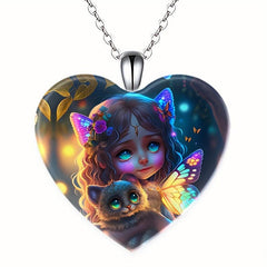 Crystal Pendant Necklace Dream Girl Kitten Birthday Gift
