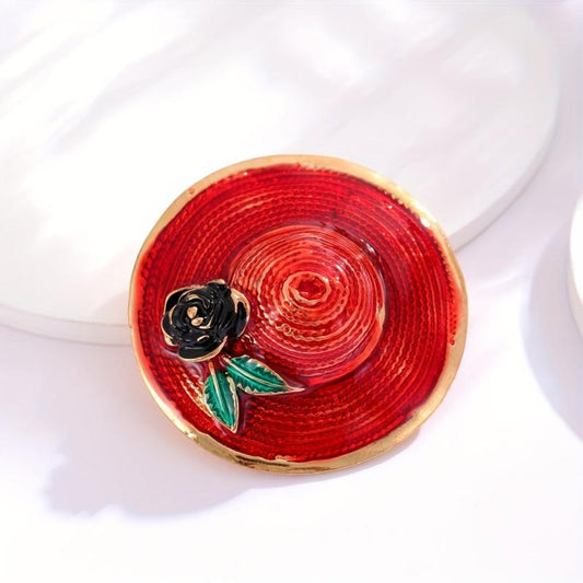 Retro Red Hat Brooch Pin - Party Jewelry