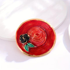 Retro Red Hat Brooch Pin - Party Jewelry