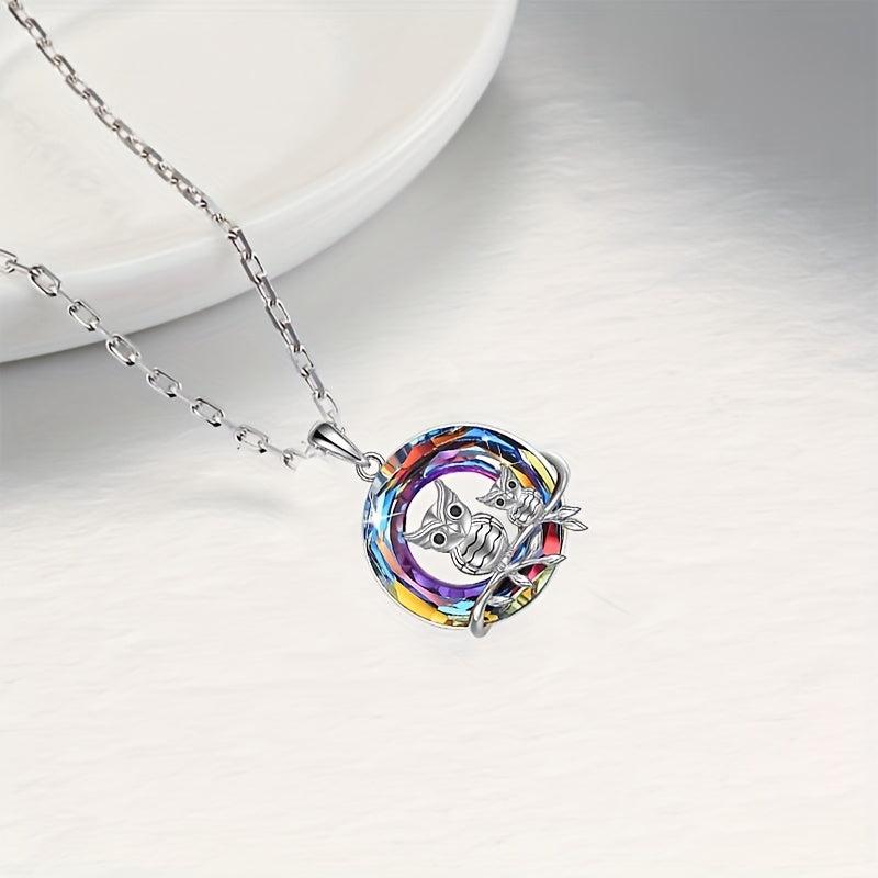 Owl Parent Child Necklace Amethyst Jewelry Gift