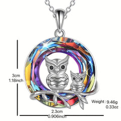 Owl Parent Child Necklace Amethyst Jewelry Gift