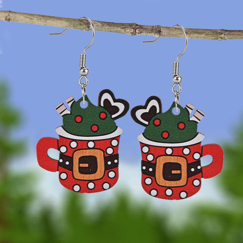Ice Cream Cup Wooden Earrings Christmas Holiday Party Gift Party Jewelry