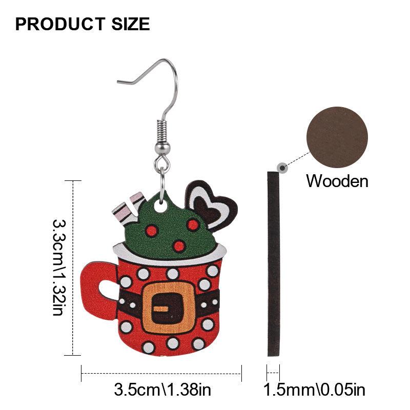 Ice Cream Cup Wooden Earrings Christmas Holiday Party Gift Party Jewelry