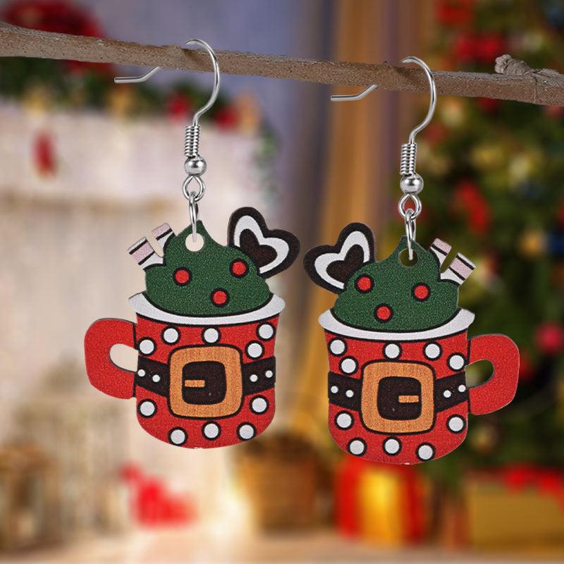 Ice Cream Cup Wooden Earrings Christmas Holiday Party Gift Party Jewelry