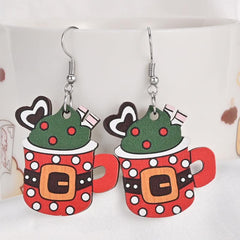 Ice Cream Cup Wooden Earrings Christmas Holiday Party Gift Party Jewelry
