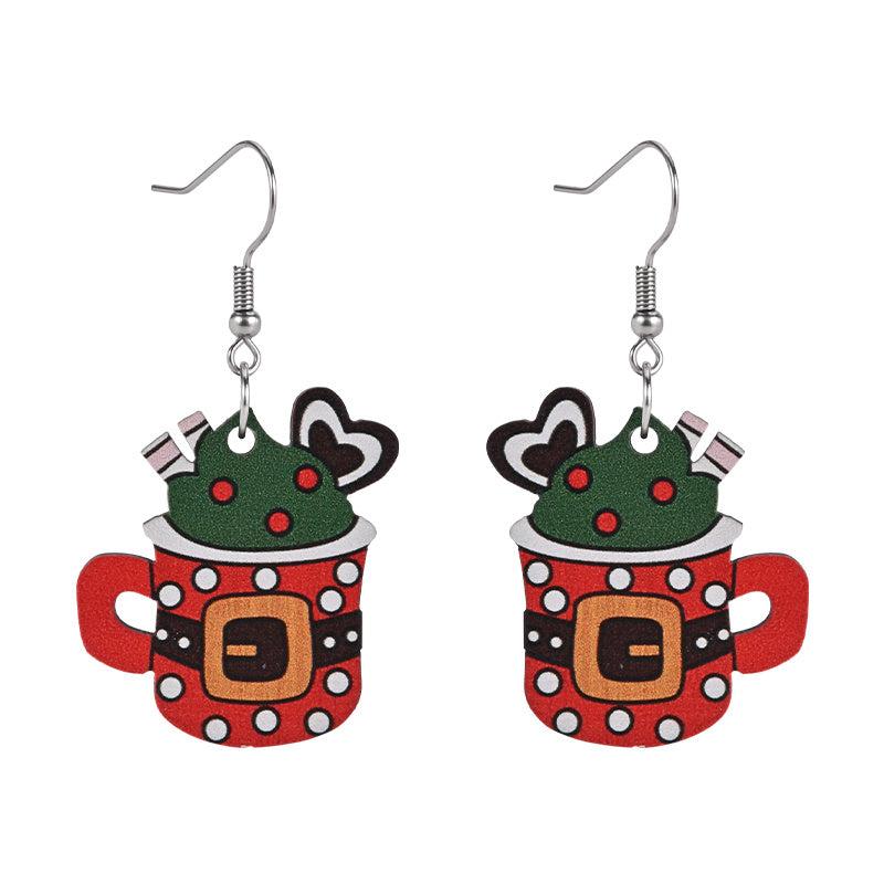 Ice Cream Cup Wooden Earrings Christmas Holiday Party Gift Party Jewelry