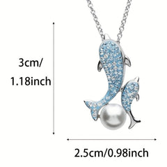 Dolphin Pearl Pendant Necklace Sea Life Charm Jewelry