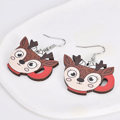 Elk Mug Wooden Earrings Holiday Party Gift