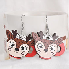 Elk Mug Wooden Earrings Holiday Party Gift