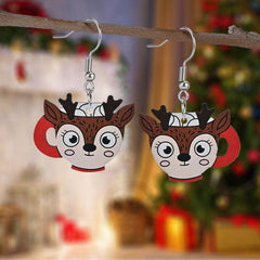 Elk Mug Wooden Earrings Holiday Party Gift