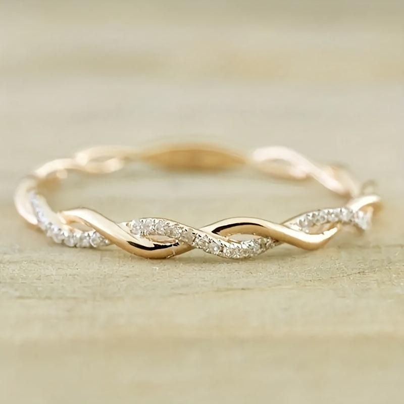 Artificial Diamond Twist Ring Couple Ring Women's Engagement Ring