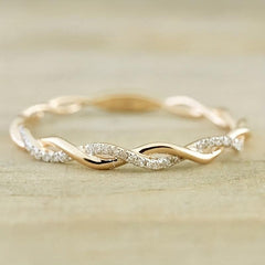 Artificial Diamond Twist Ring Couple Ring Women's Engagement Ring