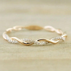 Artificial Diamond Twist Ring Couple Ring Women's Engagement Ring
